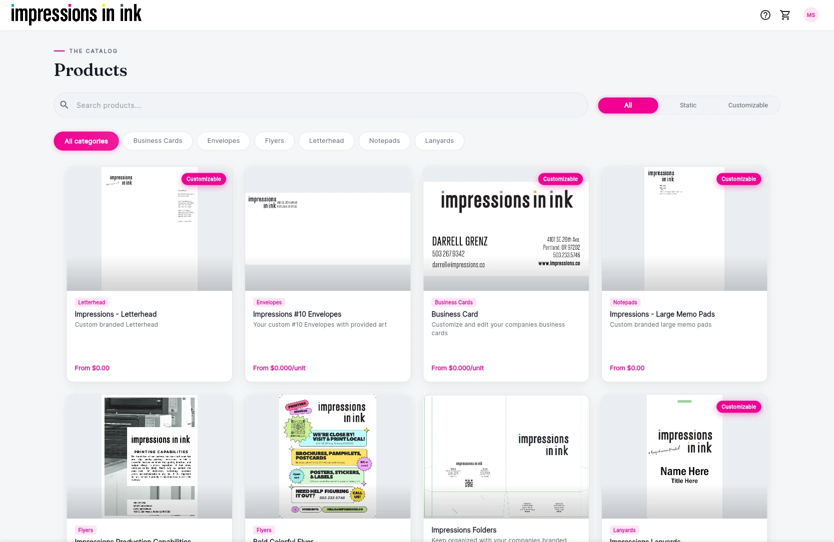 Impressions Storefront App Preview
