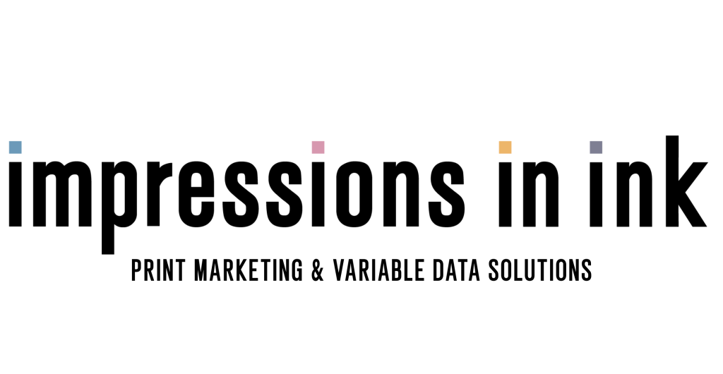 Logo of 'impressions in ink' featuring the tagline 'PRINT MARKETING & VARIABLE DATA SOLUTIONS'.